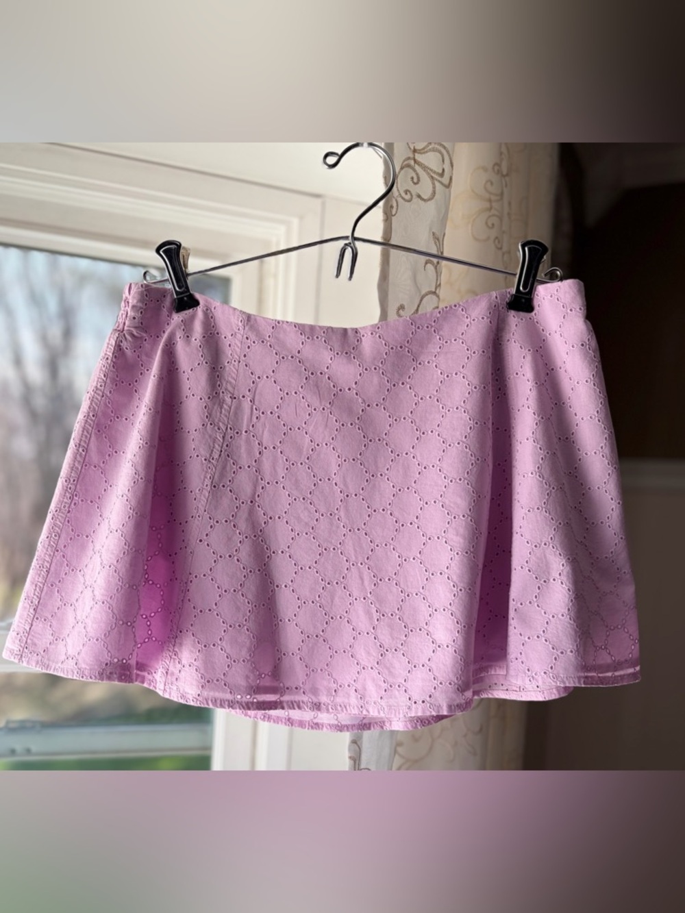 NWT Flared Cotton Lavender Eyelet Skater Skort Cottage Girlcore Summer Sz M